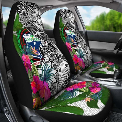 Samoa Car Seat Covers White - Turtle Plumeria Banana Leaf - 091114 - YourCarButBetter