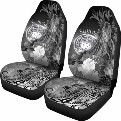 Samoa Car Set Covers - Humpback Whale With Tropical Flowers (White)- 102802 - YourCarButBetter