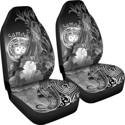 Samoa Car Set Covers - Humpback Whale With Tropical Flowers (White)- 102802 - YourCarButBetter