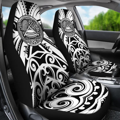 Samoa Custom Tatau White Patterns Car Seat Covers 211904 - YourCarButBetter