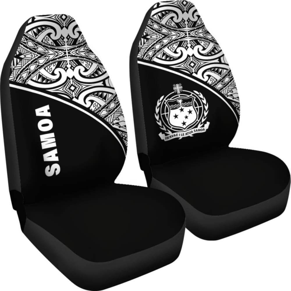 Samoa Polynesian Car Seat Covers - Black Curve - 105905 - YourCarButBetter