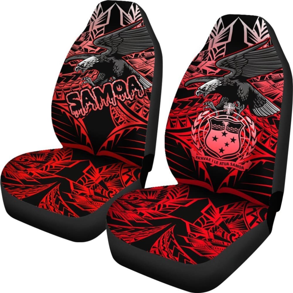 Samoa Polynesian Car Seat Covers - Eagle Tribal Pattern Red - 093223 - YourCarButBetter
