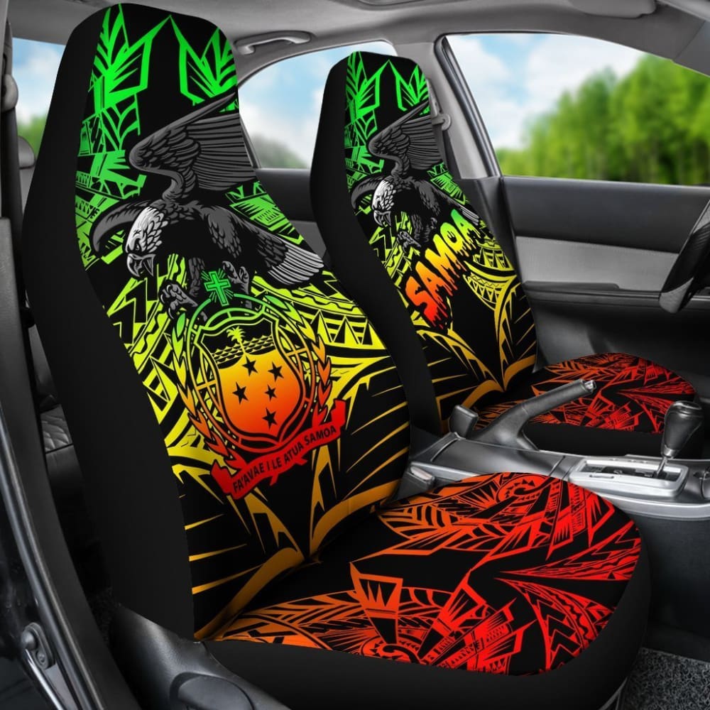 Samoa Polynesian Car Seat Covers - Eagle Tribal Pattern Reggae - 093223 - YourCarButBetter