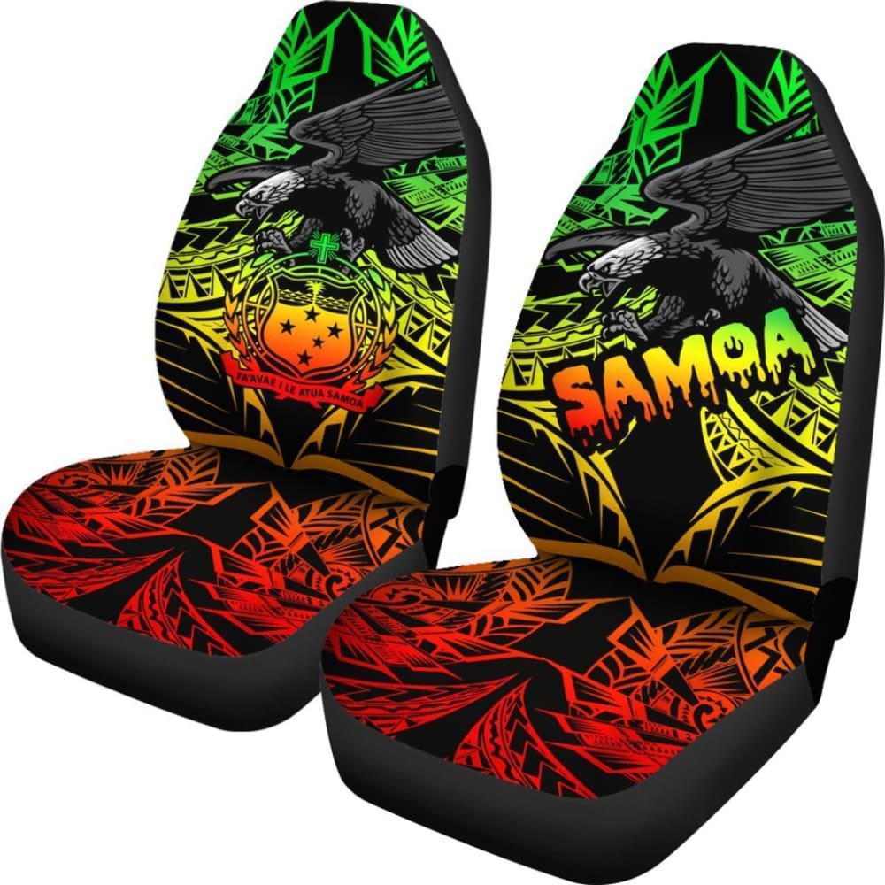 Samoa Polynesian Car Seat Covers - Eagle Tribal Pattern Reggae - 093223 - YourCarButBetter
