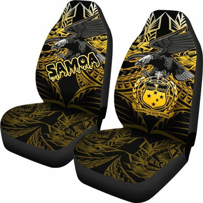 Samoa Polynesian Car Seat Covers - Eagle Tribal Pattern Yellow - 110424 - YourCarButBetter
