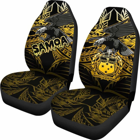 Samoa Polynesian Car Seat Covers - Eagle Tribal Pattern Yellow - 110424 - YourCarButBetter