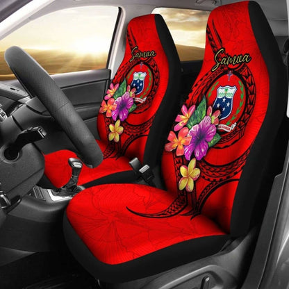 Samoa Polynesian Car Seat Covers - Floral With Seal Red - 153908 - YourCarButBetter