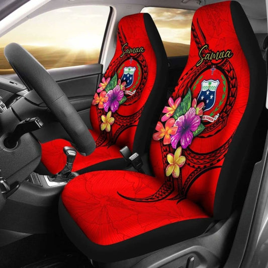 Samoa Polynesian Car Seat Covers - Floral With Seal Red - 153908 - YourCarButBetter