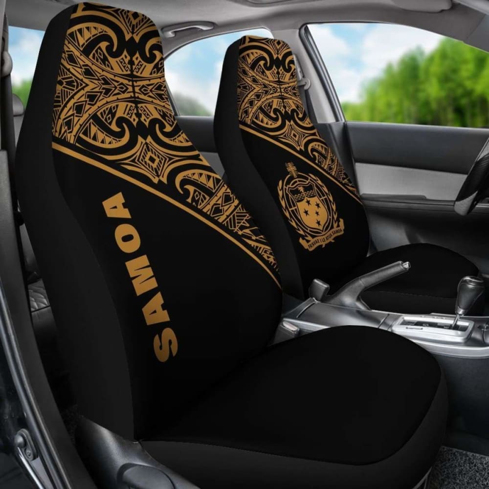 Samoa Polynesian Car Seat Covers - Gold Curve - 105905 - YourCarButBetter