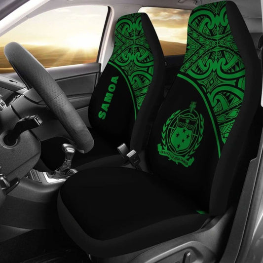 Samoa Polynesian Car Seat Covers - Green Curve - 105905 - YourCarButBetter