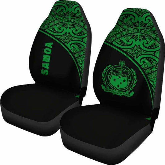 Samoa Polynesian Car Seat Covers - Green Curve - 105905 - YourCarButBetter