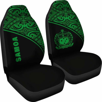 Samoa Polynesian Car Seat Covers - Green Curve - 105905 - YourCarButBetter