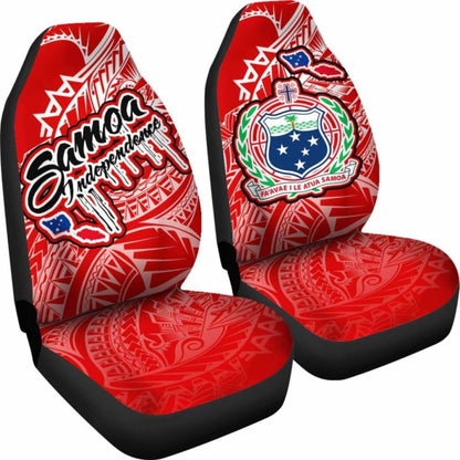 Samoa Polynesian Car Seat Covers - Independence Day Red Version - 105905 - YourCarButBetter
