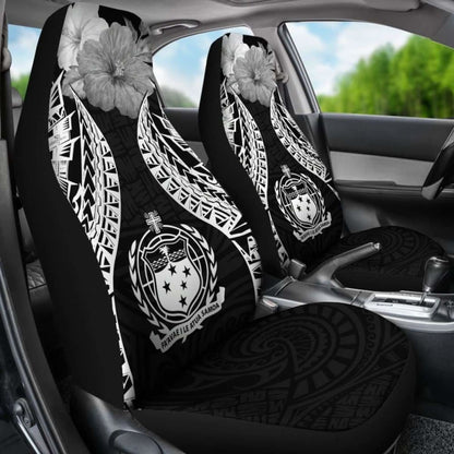 Samoa Polynesian Car Seat Covers Pride Seal And Hibiscus Black - 232125 - YourCarButBetter