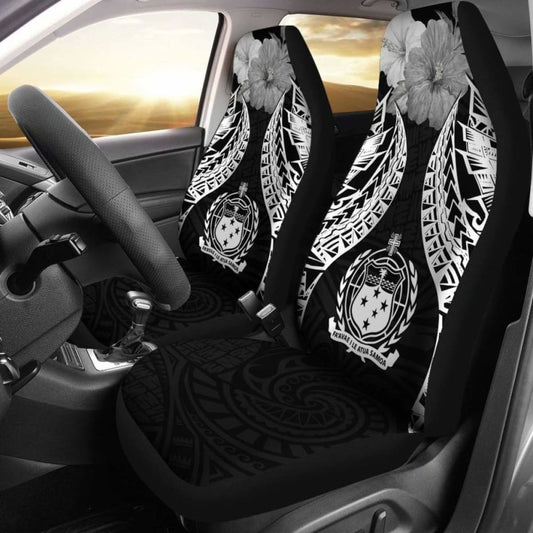 Samoa Polynesian Car Seat Covers Pride Seal And Hibiscus Black - 232125 - YourCarButBetter