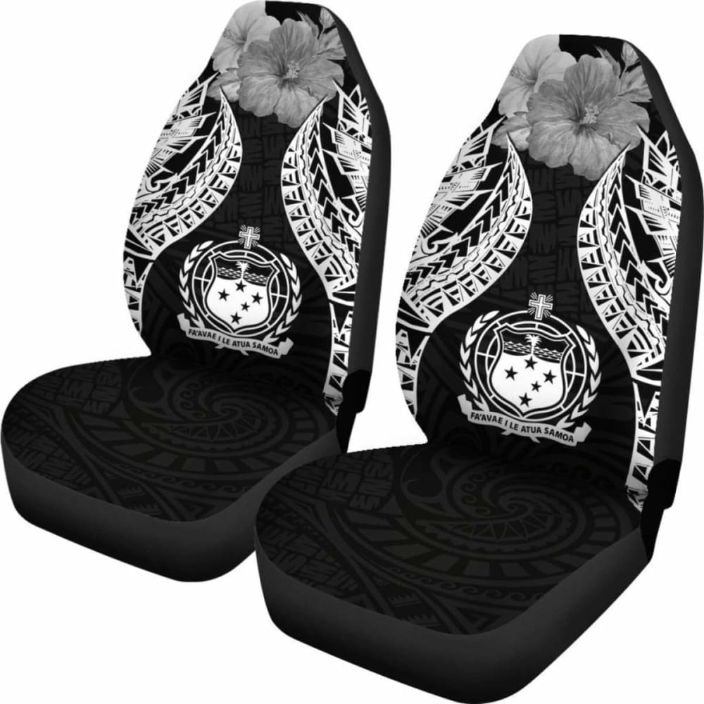 Samoa Polynesian Car Seat Covers Pride Seal And Hibiscus Black - 232125 - YourCarButBetter
