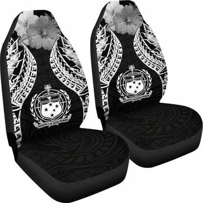 Samoa Polynesian Car Seat Covers Pride Seal And Hibiscus Black - 232125 - YourCarButBetter