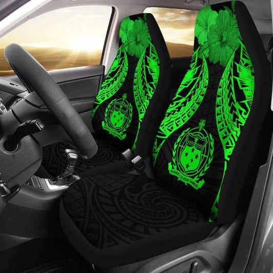 Samoa Polynesian Car Seat Covers Pride Seal And Hibiscus Green - 232125 - YourCarButBetter