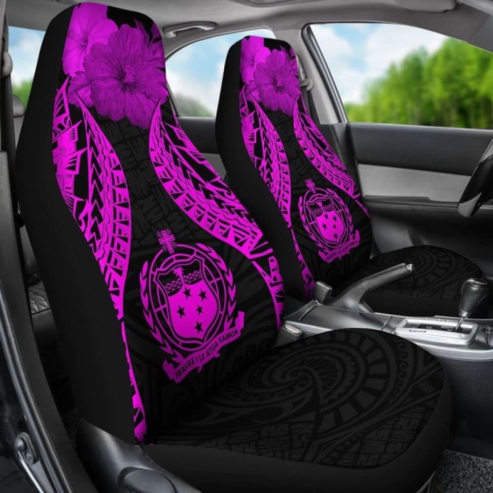 Samoa Polynesian Car Seat Covers Pride Seal And Hibiscus Pink - 232125 - YourCarButBetter