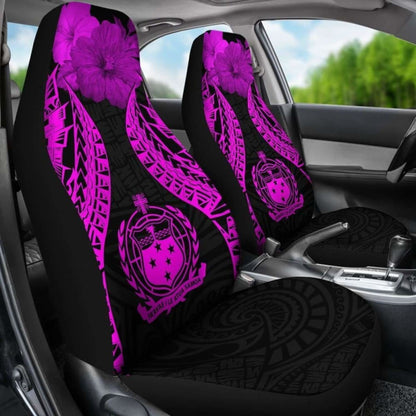 Samoa Polynesian Car Seat Covers Pride Seal And Hibiscus Pink - 232125 - YourCarButBetter