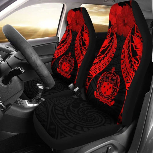 Samoa Polynesian Car Seat Covers Pride Seal And Hibiscus Red - 232125 - YourCarButBetter