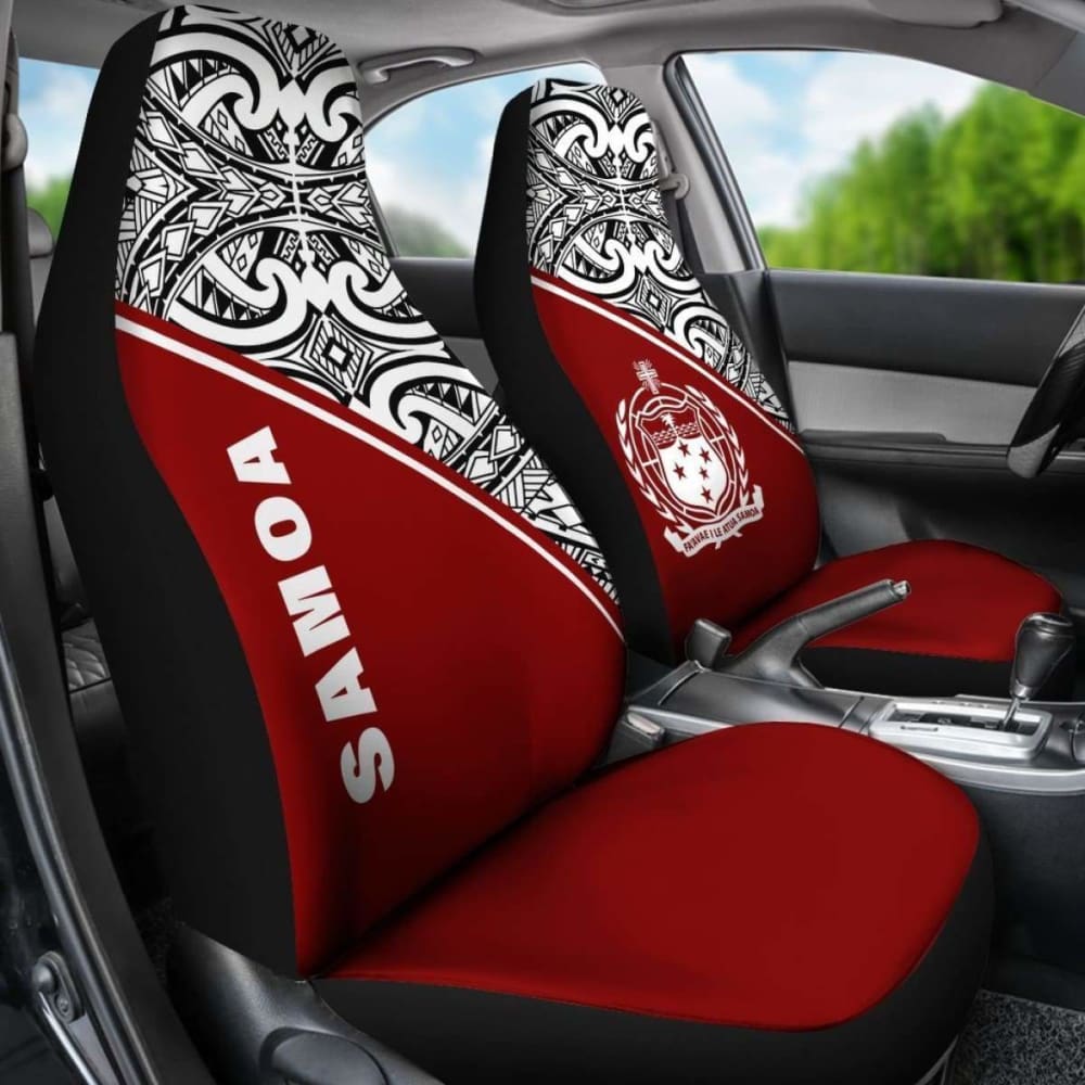 Samoa Polynesian Car Seat Covers - Red Curve - 105905 - YourCarButBetter