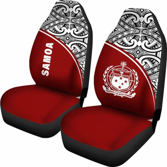 Samoa Polynesian Car Seat Covers - Red Curve - 105905 - YourCarButBetter