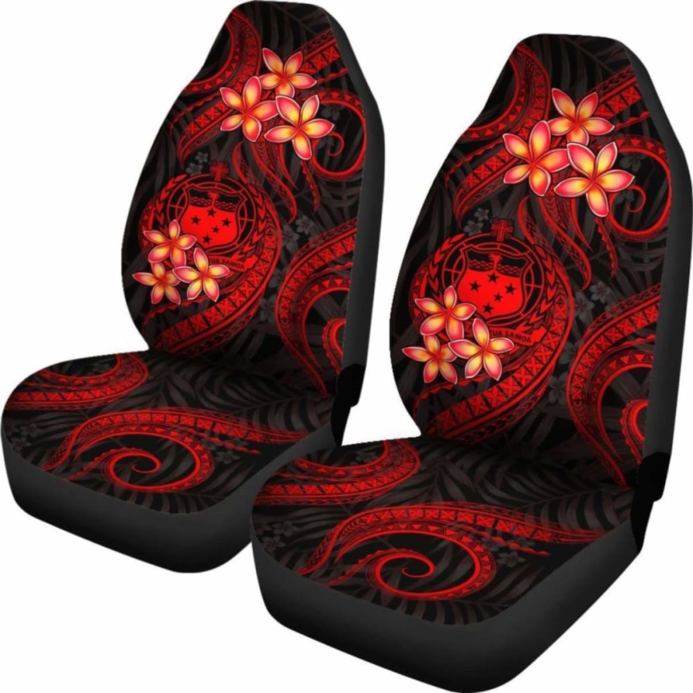 Samoa Polynesian Car Seat Covers - Red Plumeria - 105905 - YourCarButBetter