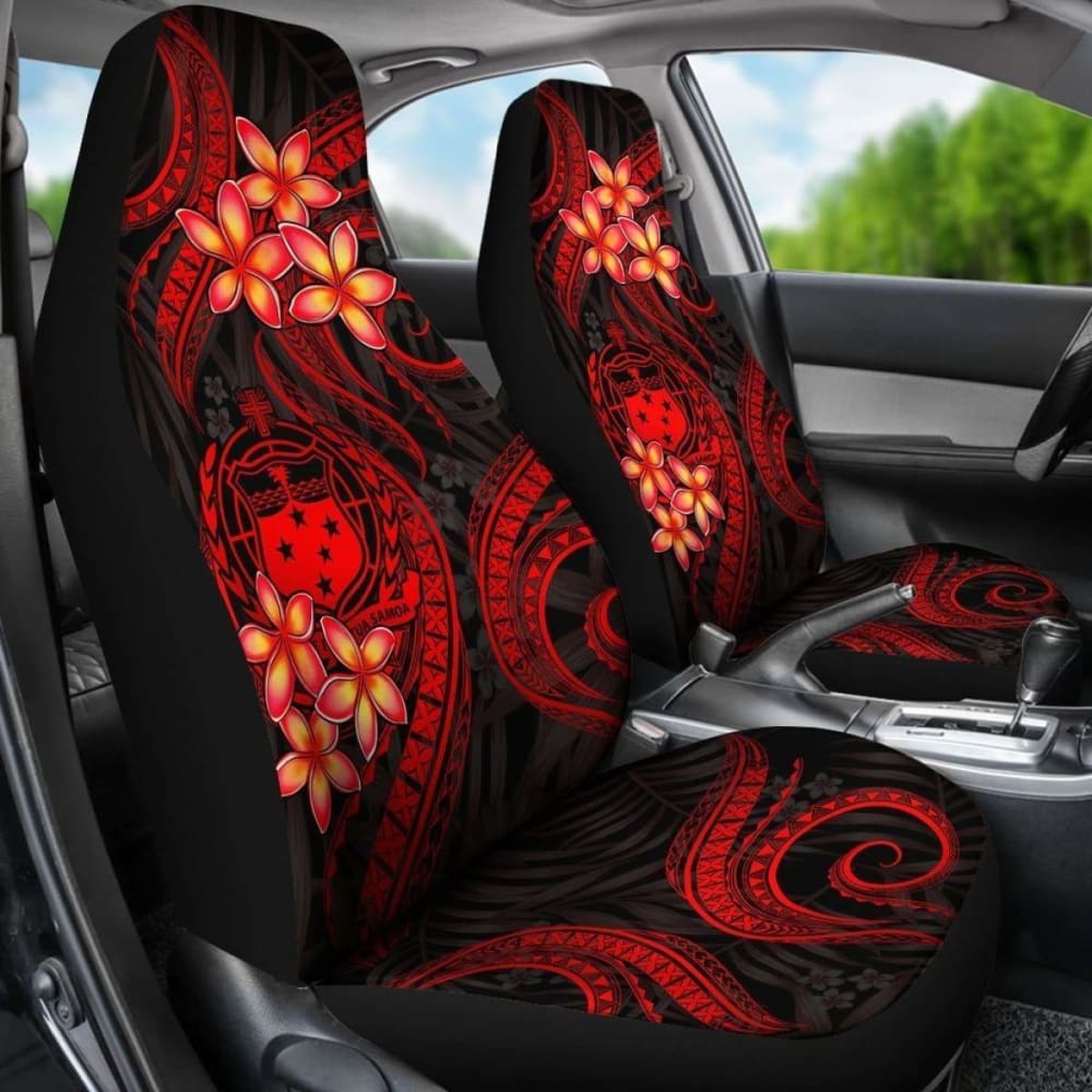 Samoa Polynesian Car Seat Covers - Red Plumeria - 105905 - YourCarButBetter