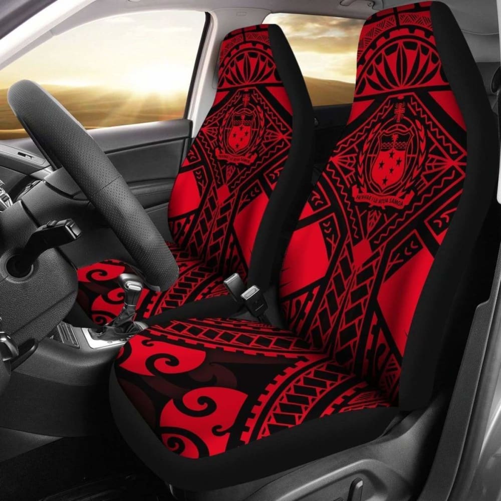 Samoa Polynesian Car Seat Covers - Samoa Red Seal With Polynesian Tattoo - 174914 - YourCarButBetter