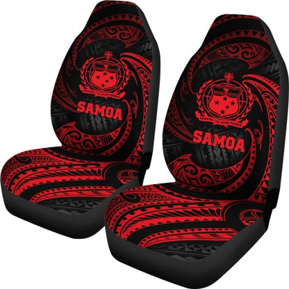 Samoa Polynesian Car Seat Covers - Red Tribal Wave - 093223 - YourCarButBetter