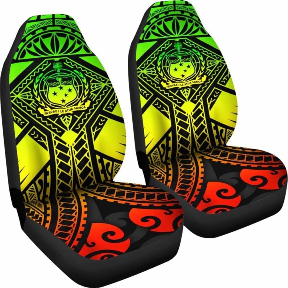 Samoa Polynesian Car Seat Covers - Samoa Reggae Seal With Polynesian Tattoo - 174914 - YourCarButBetter