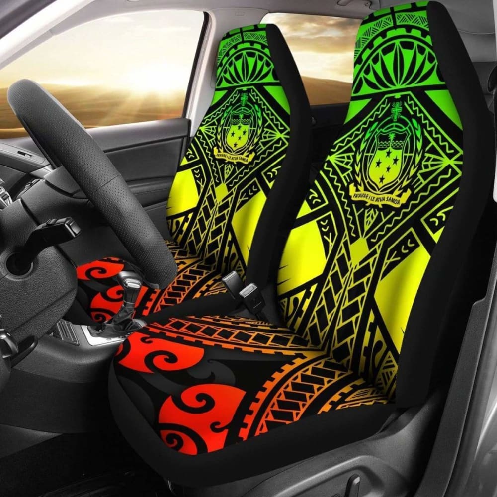 Samoa Polynesian Car Seat Covers - Samoa Reggae Seal With Polynesian Tattoo - 174914 - YourCarButBetter