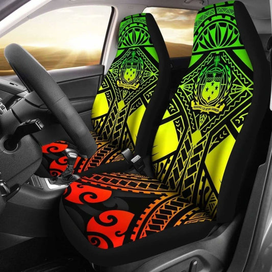 Samoa Polynesian Car Seat Covers - Samoa Reggae Seal With Polynesian Tattoo - 174914 - YourCarButBetter