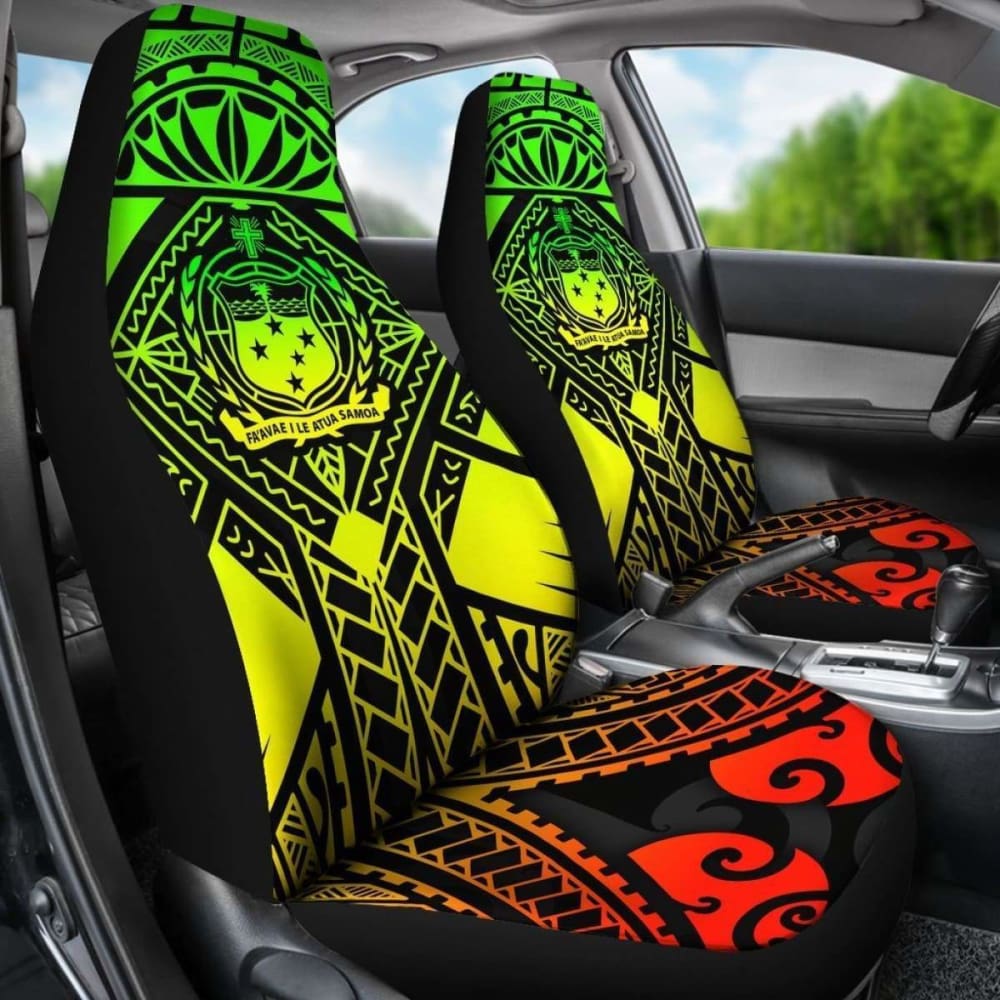 Samoa Polynesian Car Seat Covers - Samoa Reggae Seal With Polynesian Tattoo - 174914 - YourCarButBetter