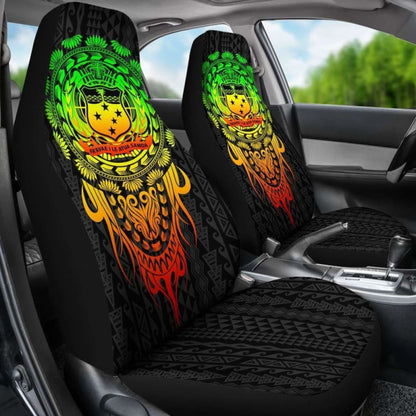 Samoa Polynesian Car Seat Covers - Tattoo Pattern With Seal - 12 174914 - YourCarButBetter
