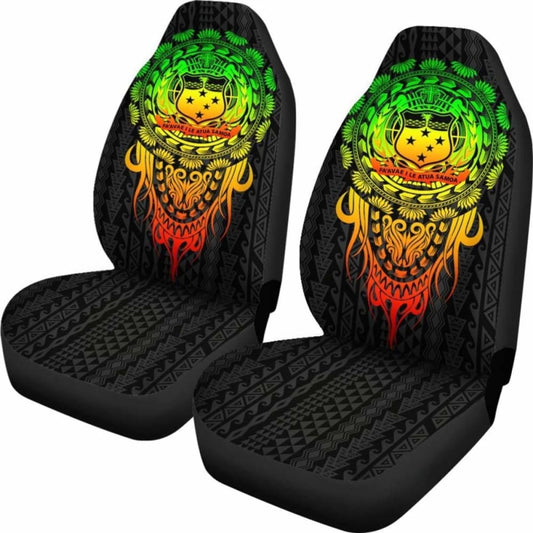 Samoa Polynesian Car Seat Covers - Tattoo Pattern With Seal - 12 174914 - YourCarButBetter