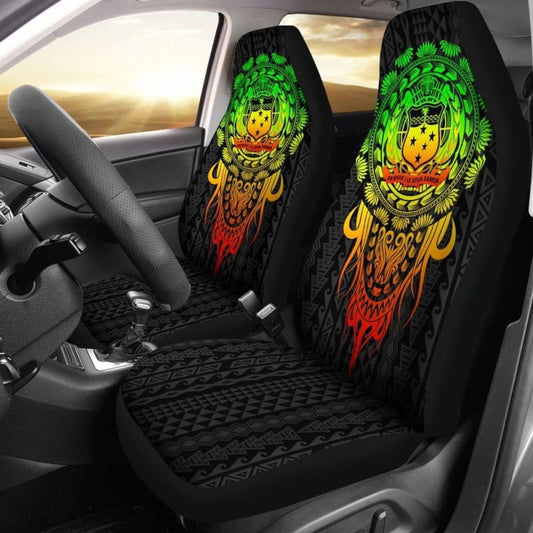 Samoa Polynesian Car Seat Covers - Tattoo Pattern With Seal - 12 174914 - YourCarButBetter