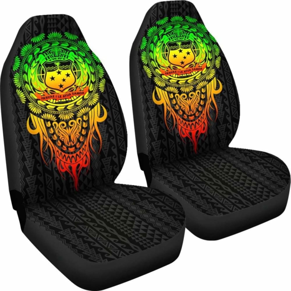 Samoa Polynesian Car Seat Covers - Tattoo Pattern With Seal - 12 174914 - YourCarButBetter