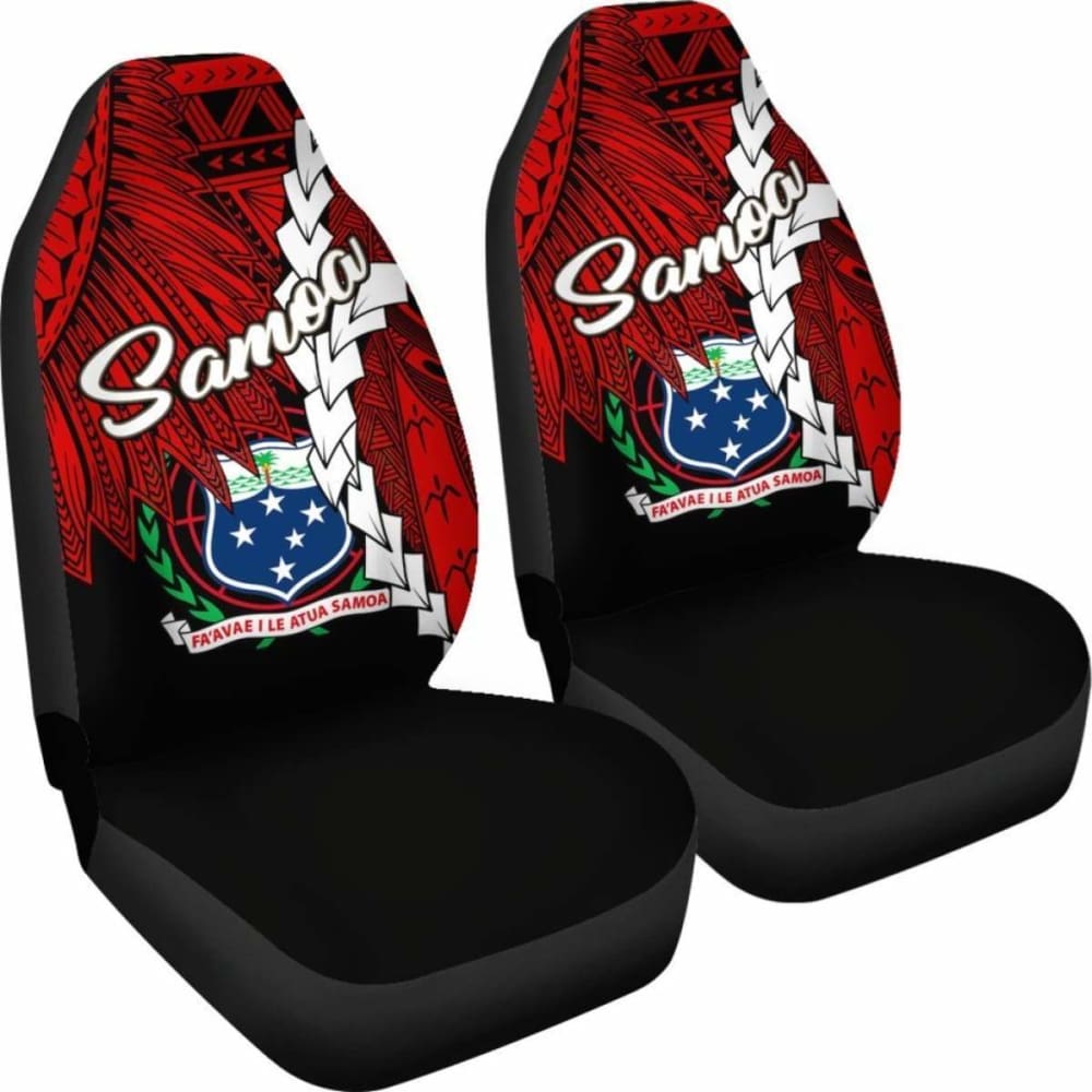 Samoa Polynesian Car Seat Covers - Tribal Wave Tattoo Flag Color - 174914 - YourCarButBetter