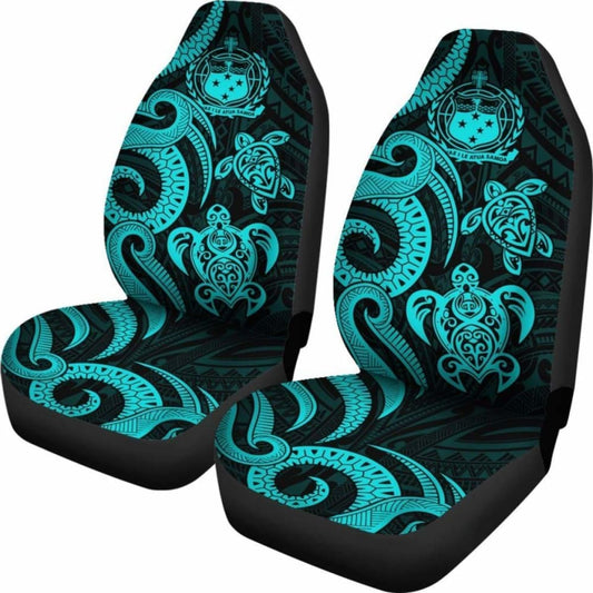 Samoa Polynesian Car Seat Covers - Turquoise Tentacle Turtle - 091114 - YourCarButBetter