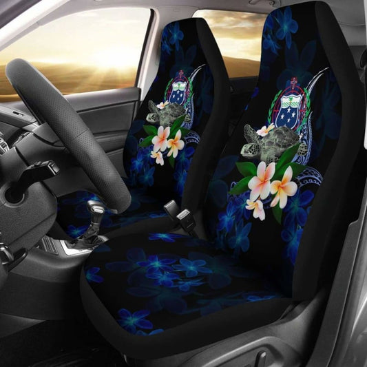 Samoa Polynesian Car Seat Covers - Turtle With Plumeria Flowers - 091114 - YourCarButBetter