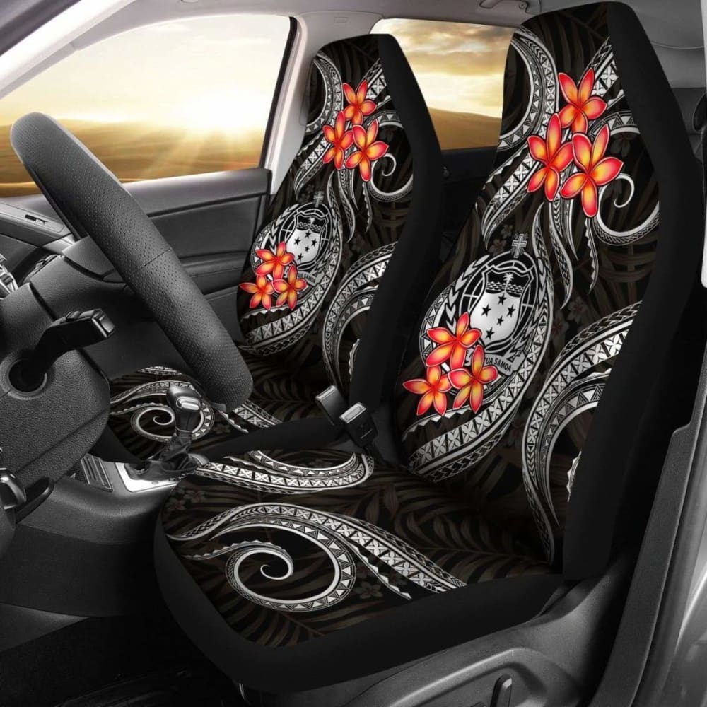 Samoa Polynesian Car Seat Covers - White Plumeria - 105905 - YourCarButBetter