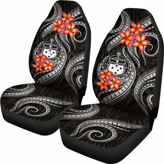 Samoa Polynesian Car Seat Covers - White Plumeria - 105905 - YourCarButBetter