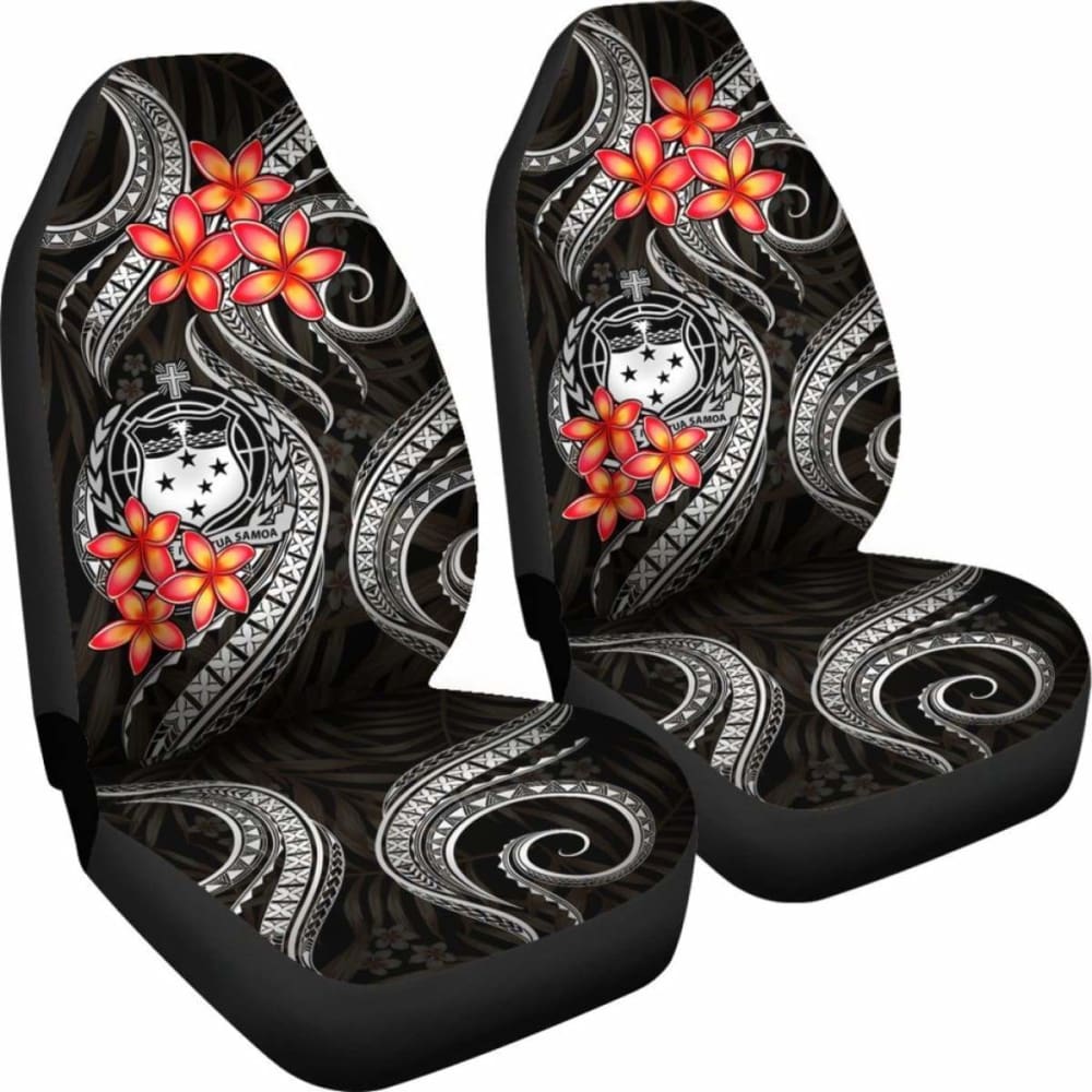 Samoa Polynesian Car Seat Covers - White Plumeria - 105905 - YourCarButBetter