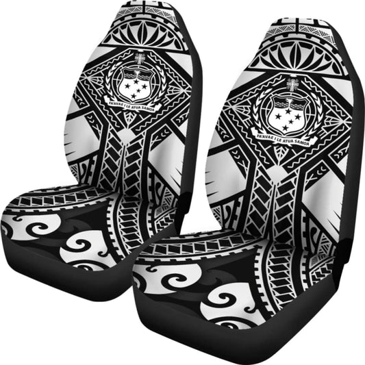 Samoa Polynesian Car Seat Covers - Samoa White Seal With Polynesian Tattoo - 174914 - YourCarButBetter