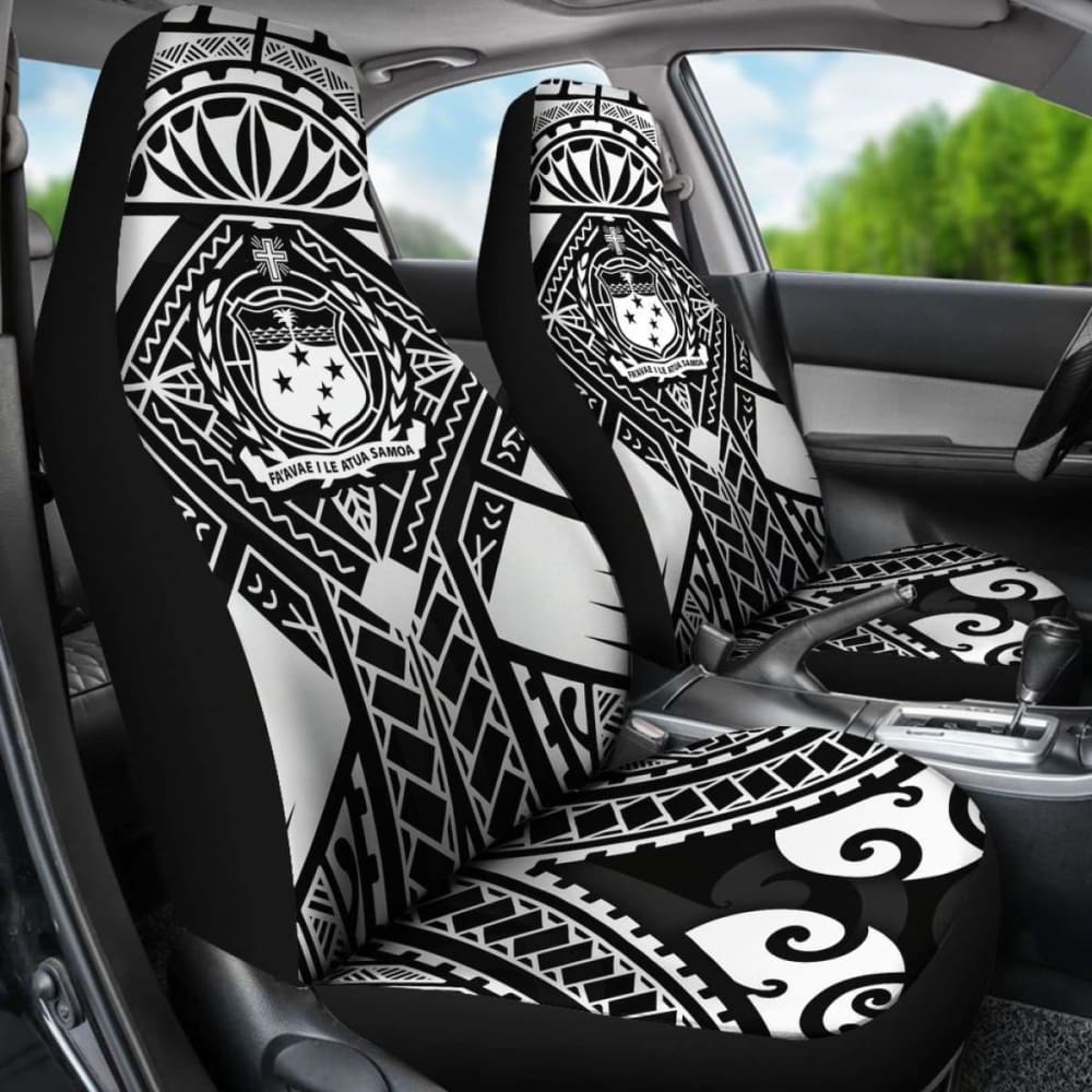Samoa Polynesian Car Seat Covers - Samoa White Seal With Polynesian Tattoo - 174914 - YourCarButBetter