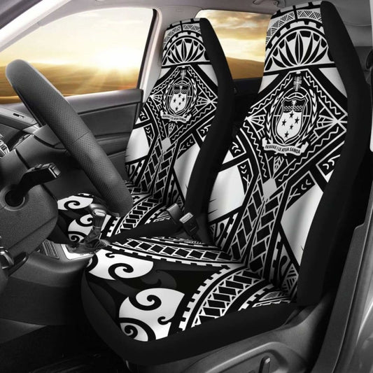 Samoa Polynesian Car Seat Covers - Samoa White Seal With Polynesian Tattoo - 174914 - YourCarButBetter