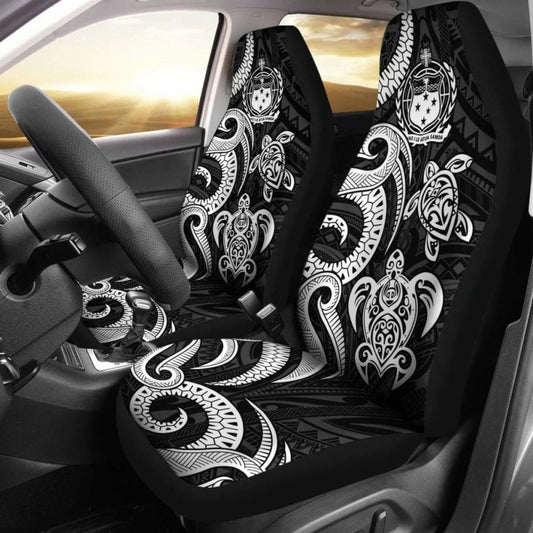 Samoa Polynesian Car Seat Covers - White Tentacle Turtle - 091114 - YourCarButBetter