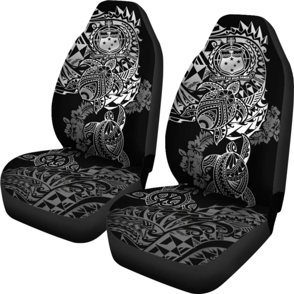 Samoa Polynesian Car Seat Covers - White Turtle Flowing - Amazing 091114 - YourCarButBetter